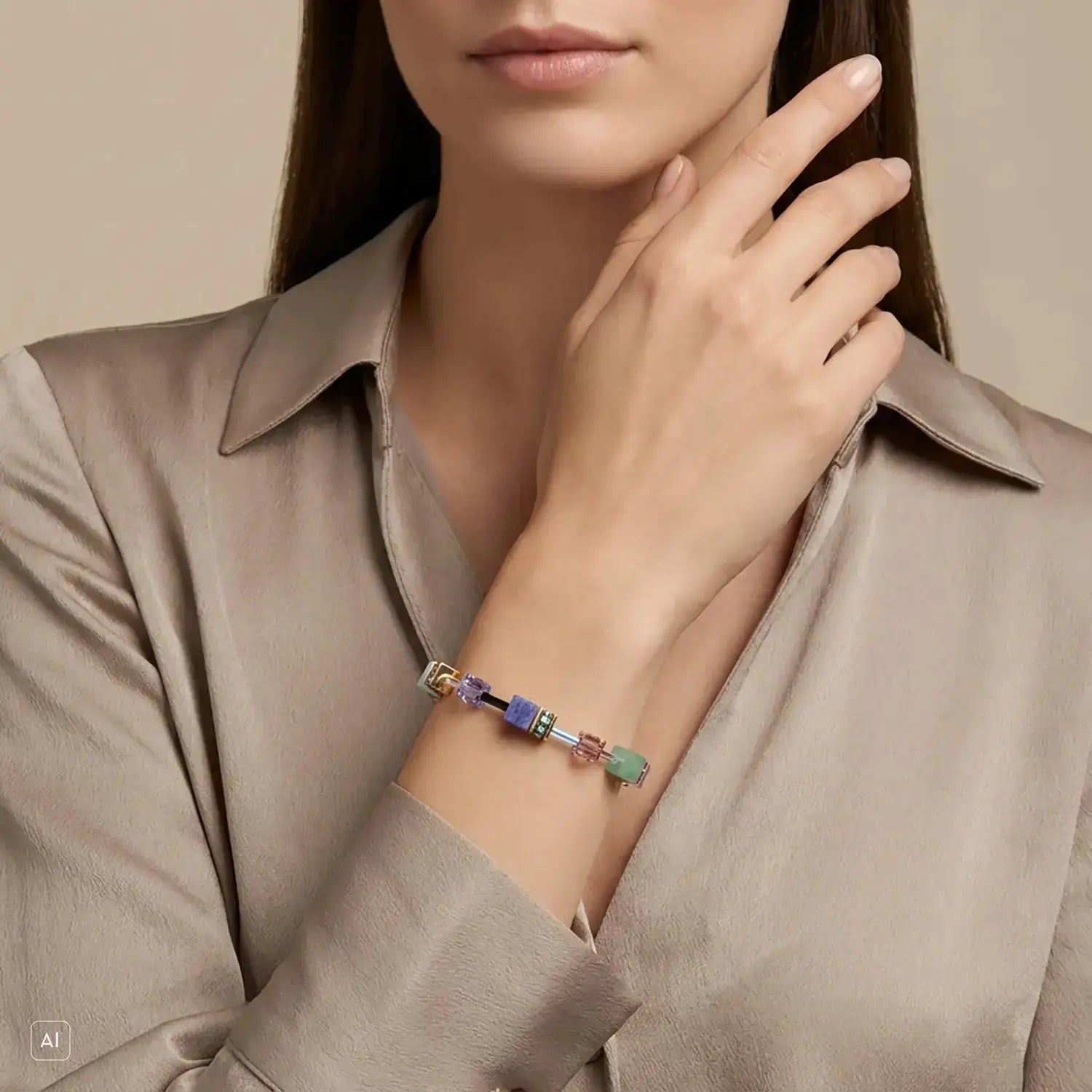 COEUR DE LION GeoCUBE® Iconic Precious Armband Pastel Garden – am Model