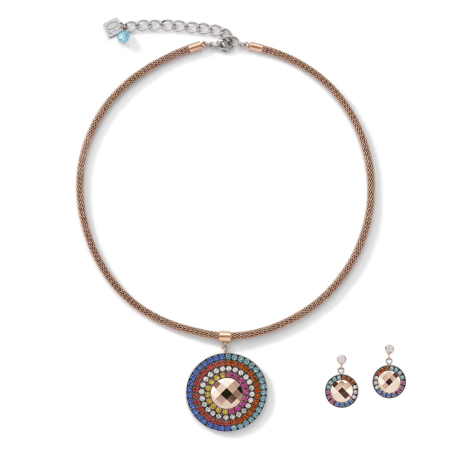 Ohrringe Amulett Kristalle & Mesh multicolor