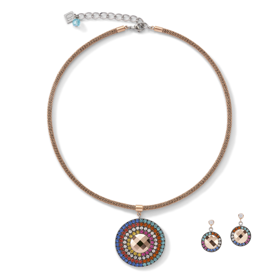 Ohrringe Amulett Kristalle & Mesh multicolor
