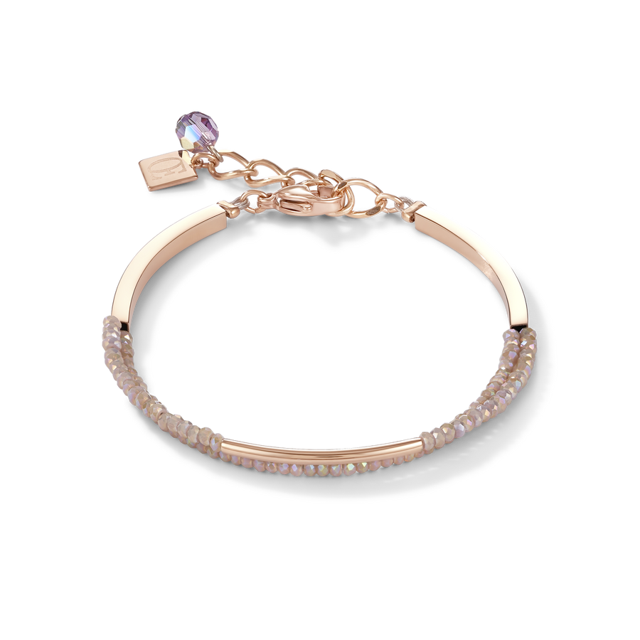 Armband Wasserfall Edelstahl roségold & Glas nude