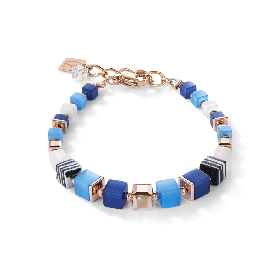 Armband GeoCUBE® Kristalle Pavé, synthetischer Malachit & Kristalle blau-türkis