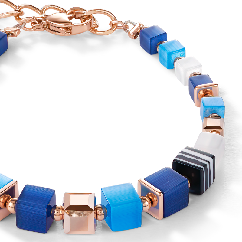 Armband GeoCUBE® Kristalle Pavé, synthetischer Malachit & Kristalle blau-türkis