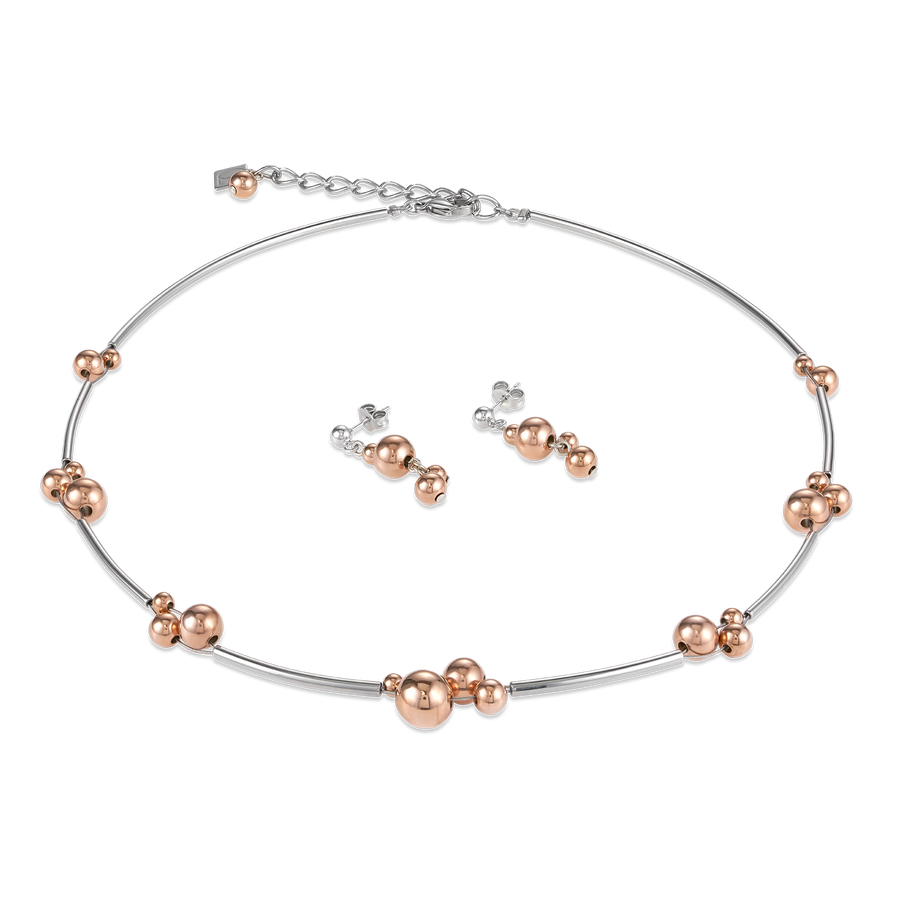 Ohrringe Kugeln Edelstahl roségold-silber