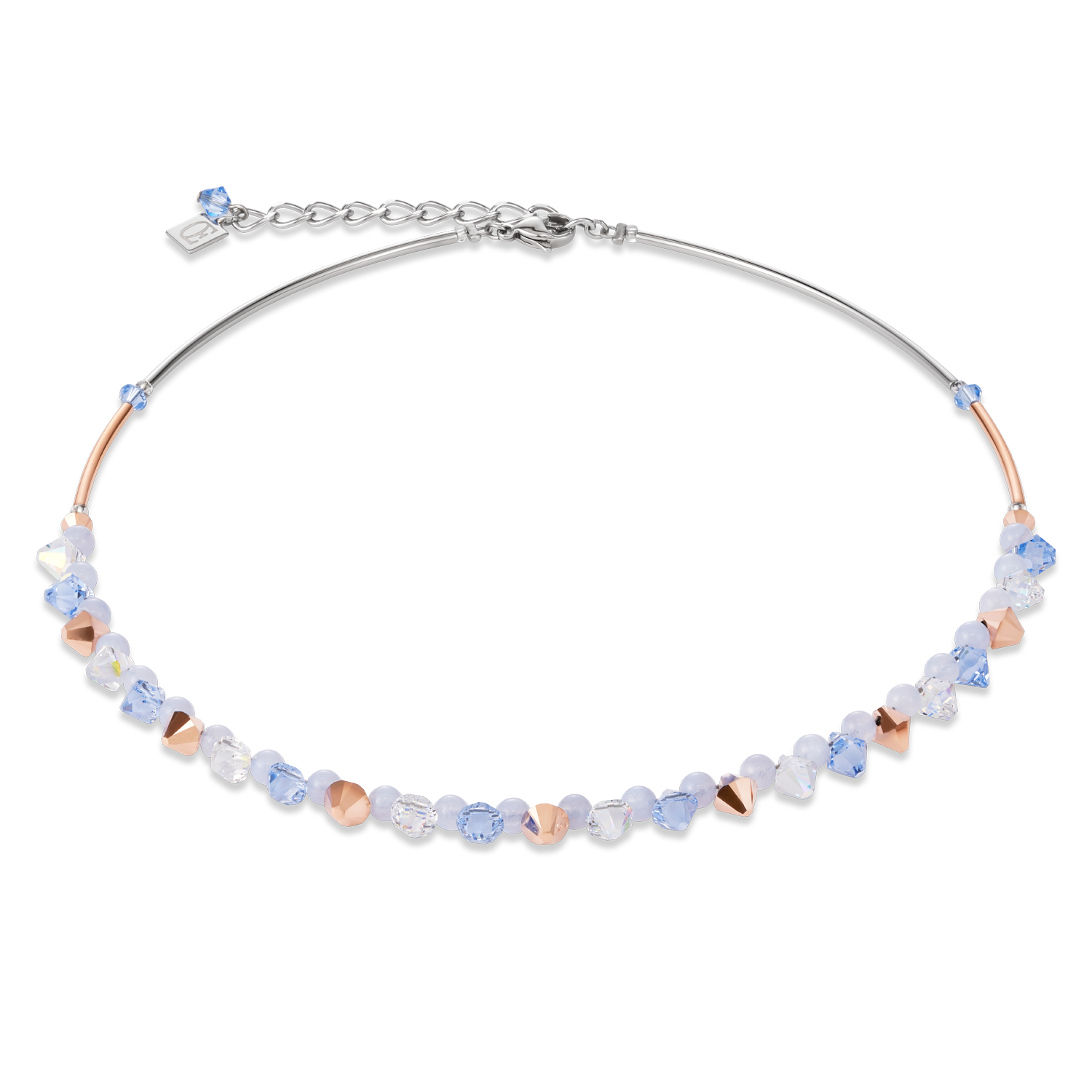 Halskette Swarovski® Kristalle & Chalzedon hellblau