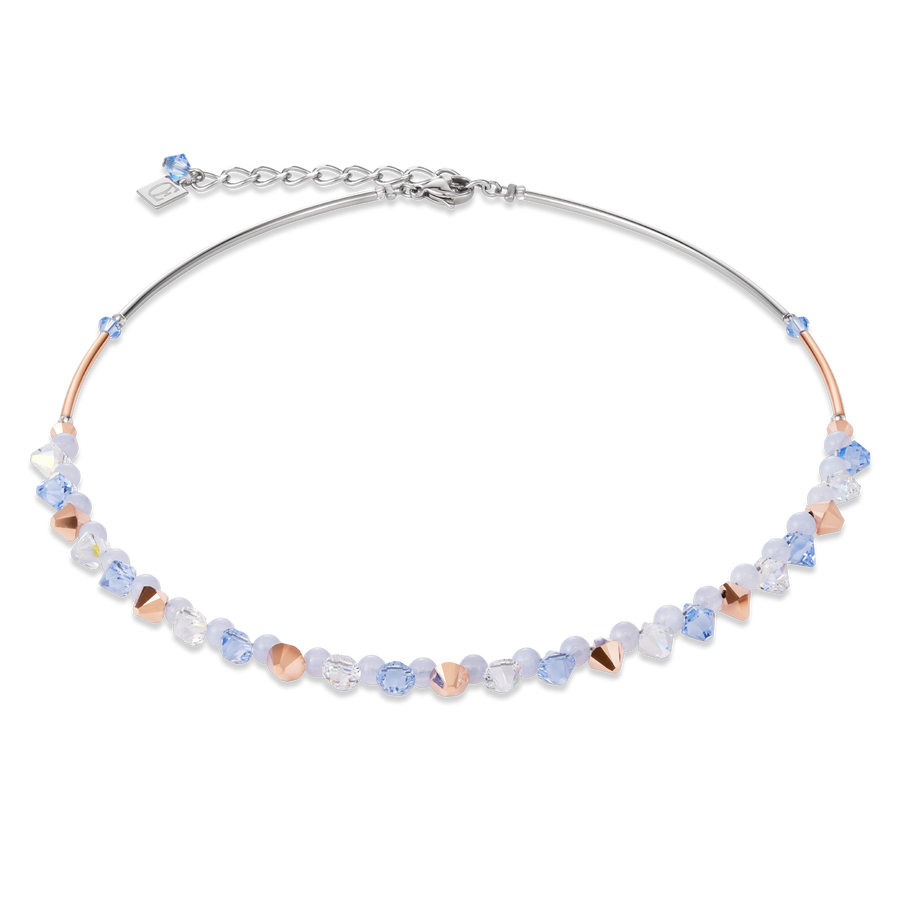 Halskette Swarovski® Kristalle & Chalzedon hellblau