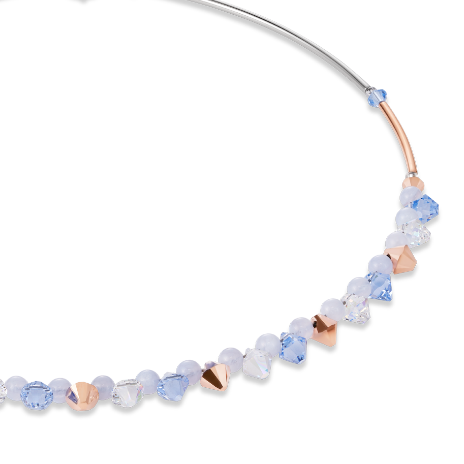 Halskette Swarovski® Kristalle & Chalzedon hellblau