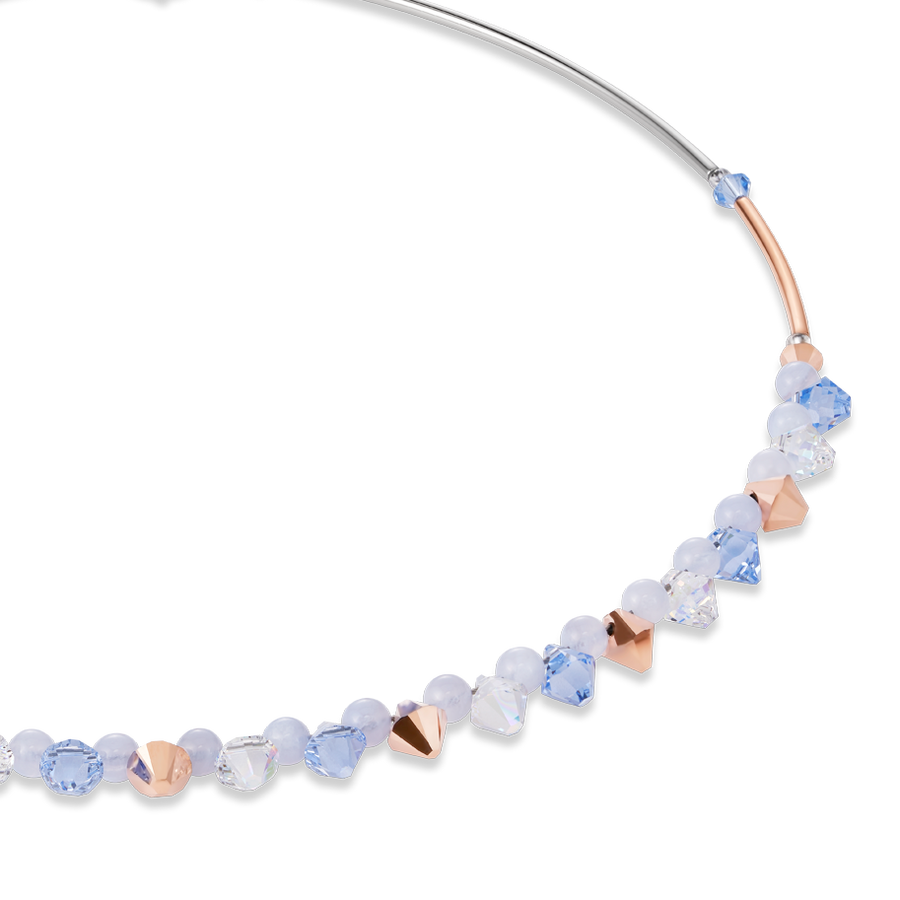 Halskette Swarovski® Kristalle & Chalzedon hellblau