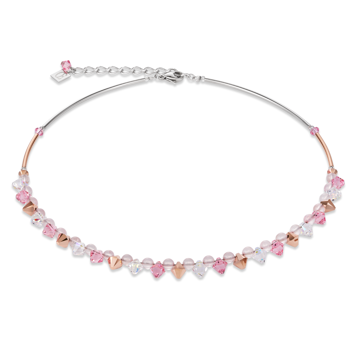 Halskette Swarovski® Kristalle & Rosenquarz hellrosa