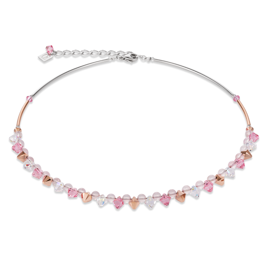 Halskette Swarovski® Kristalle & Rosenquarz hellrosa