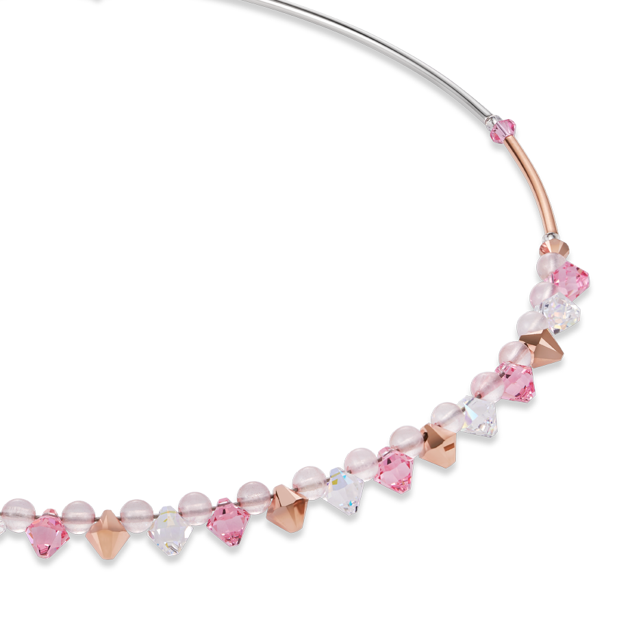 Halskette Swarovski® Kristalle & Rosenquarz hellrosa