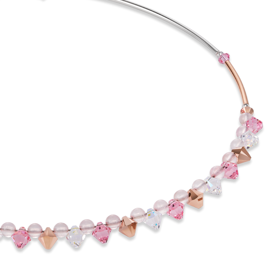 Halskette Swarovski® Kristalle & Rosenquarz hellrosa