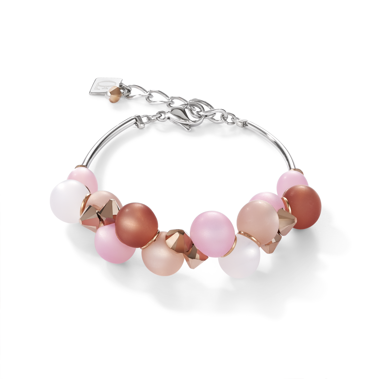 Armband Polaris Kristalle & Edelstahl rosa-beige