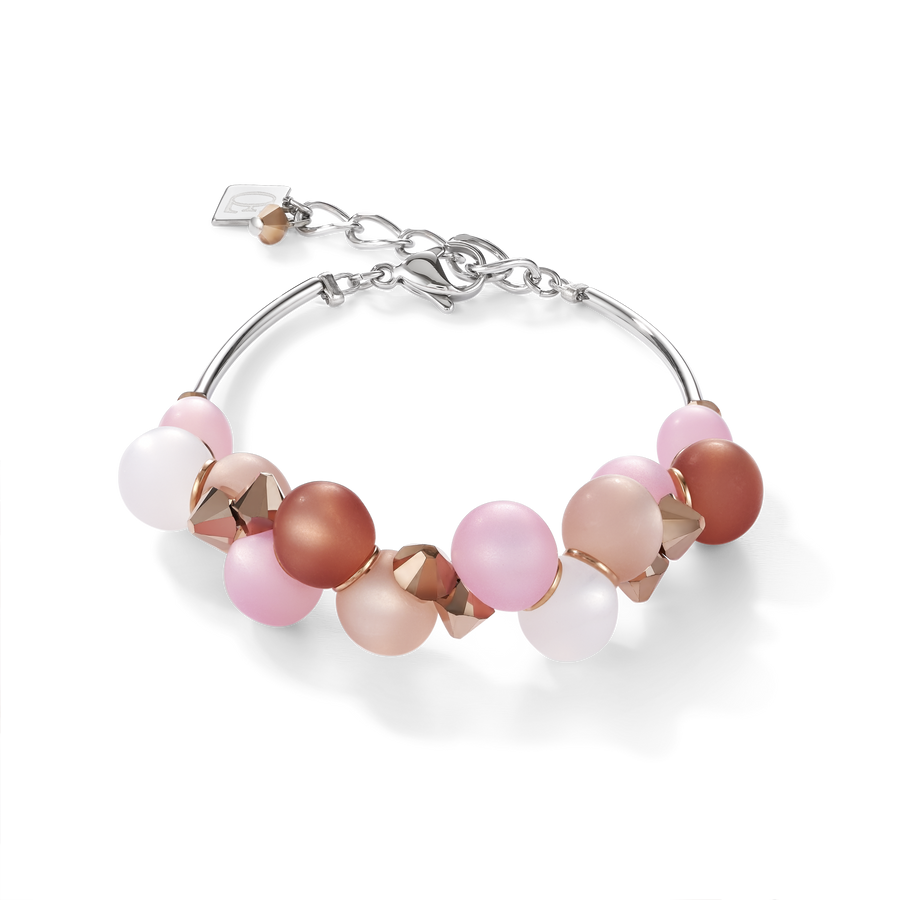 Armband Polaris Kristalle & Edelstahl rosa-beige