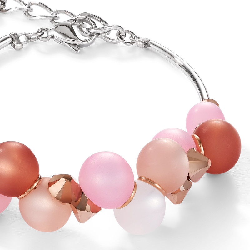 Armband Polaris Kristalle & Edelstahl rosa-beige