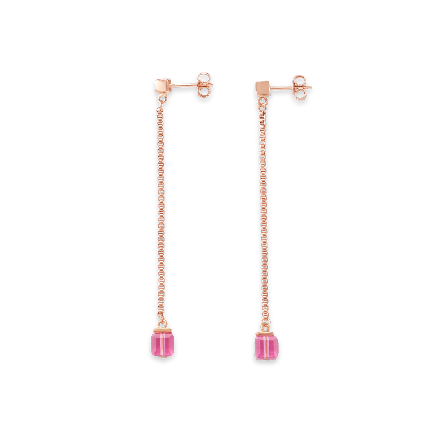 Ohrringe Edelstahl roségold & Kristalle rosa