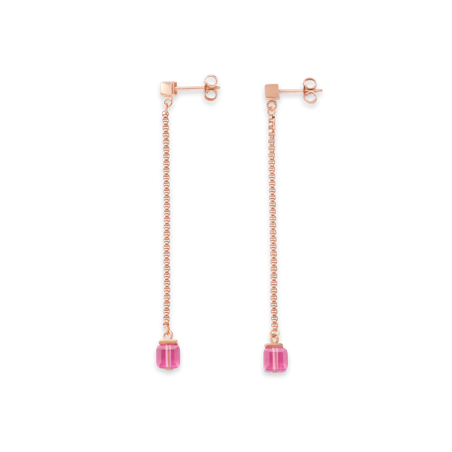 Ohrringe Edelstahl roségold & Kristalle rosa