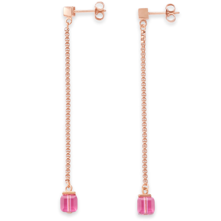 Ohrringe Edelstahl roségold & Kristalle rosa