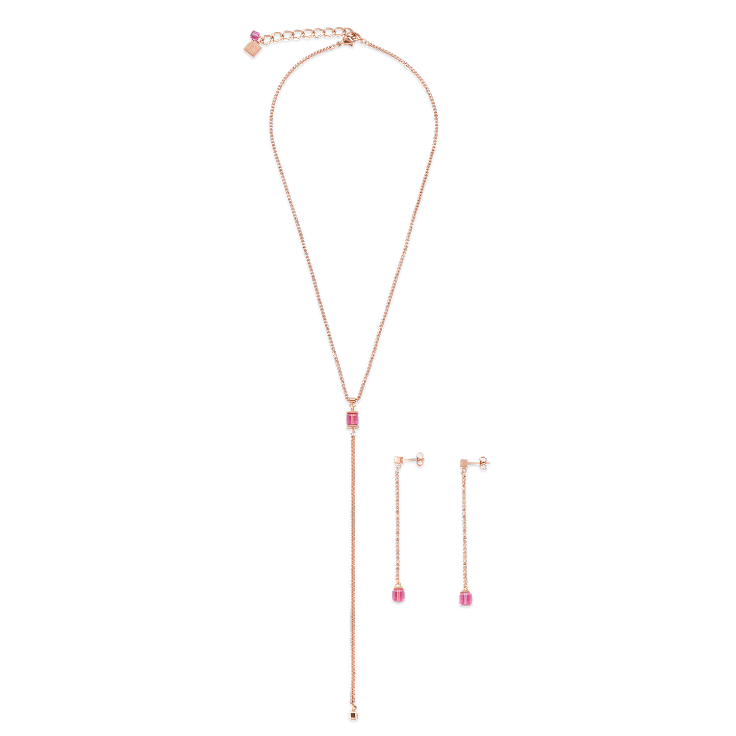 Ohrringe Edelstahl roségold & Kristalle rosa