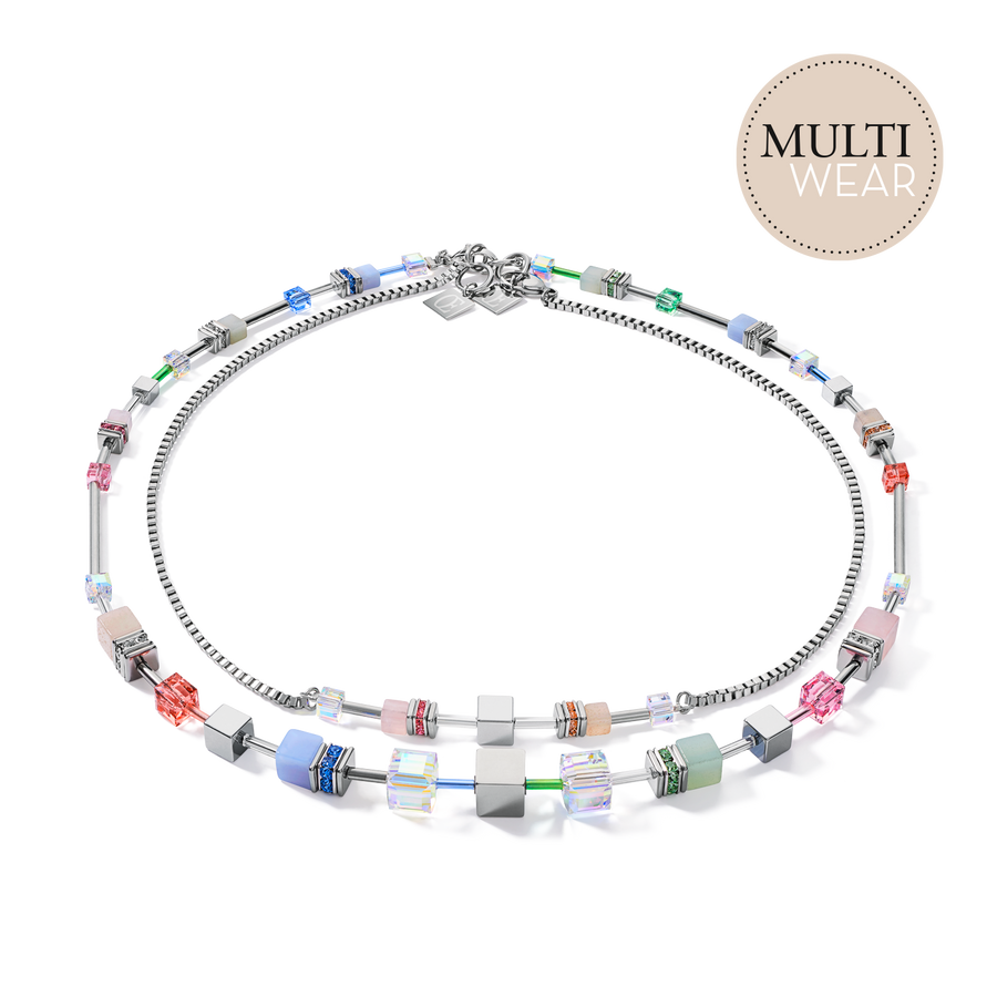Halskette GeoCUBE® Multitask 4-in-1 summer multi pastell-silber