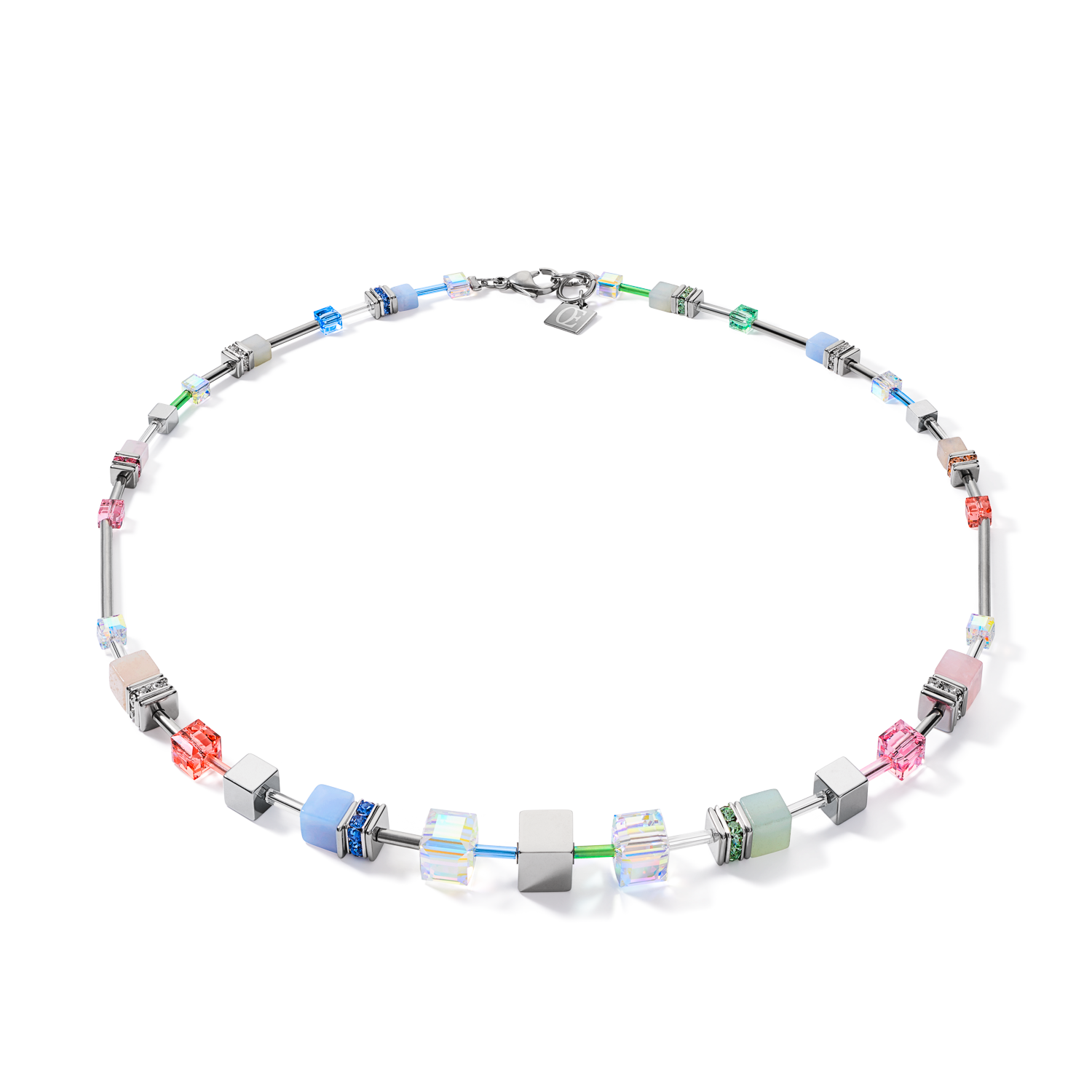 Halskette GeoCUBE® Multitask 4-in-1 summer multi pastell-silber