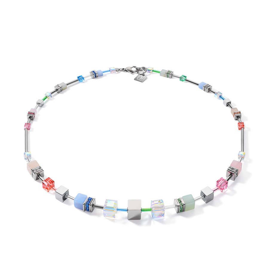 Halskette GeoCUBE® Multitask 4-in-1 summer multi pastell-silber