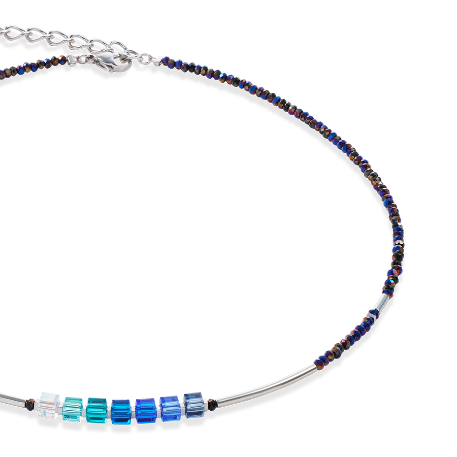 Cube Story Minimalistic Sparkling Halskette blau