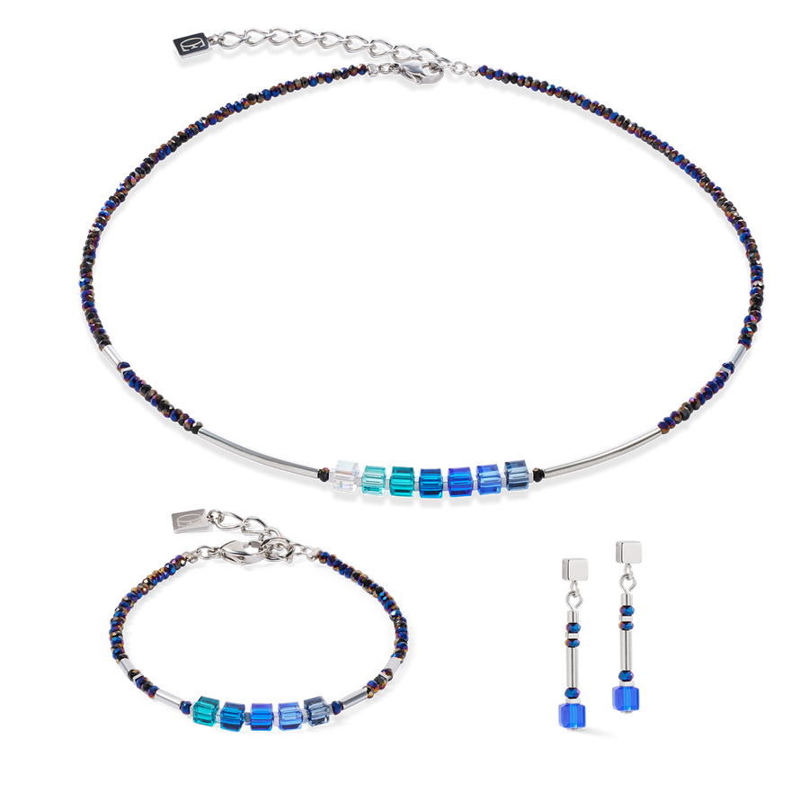 Cube Story Minimalistic Sparkling Halskette blau