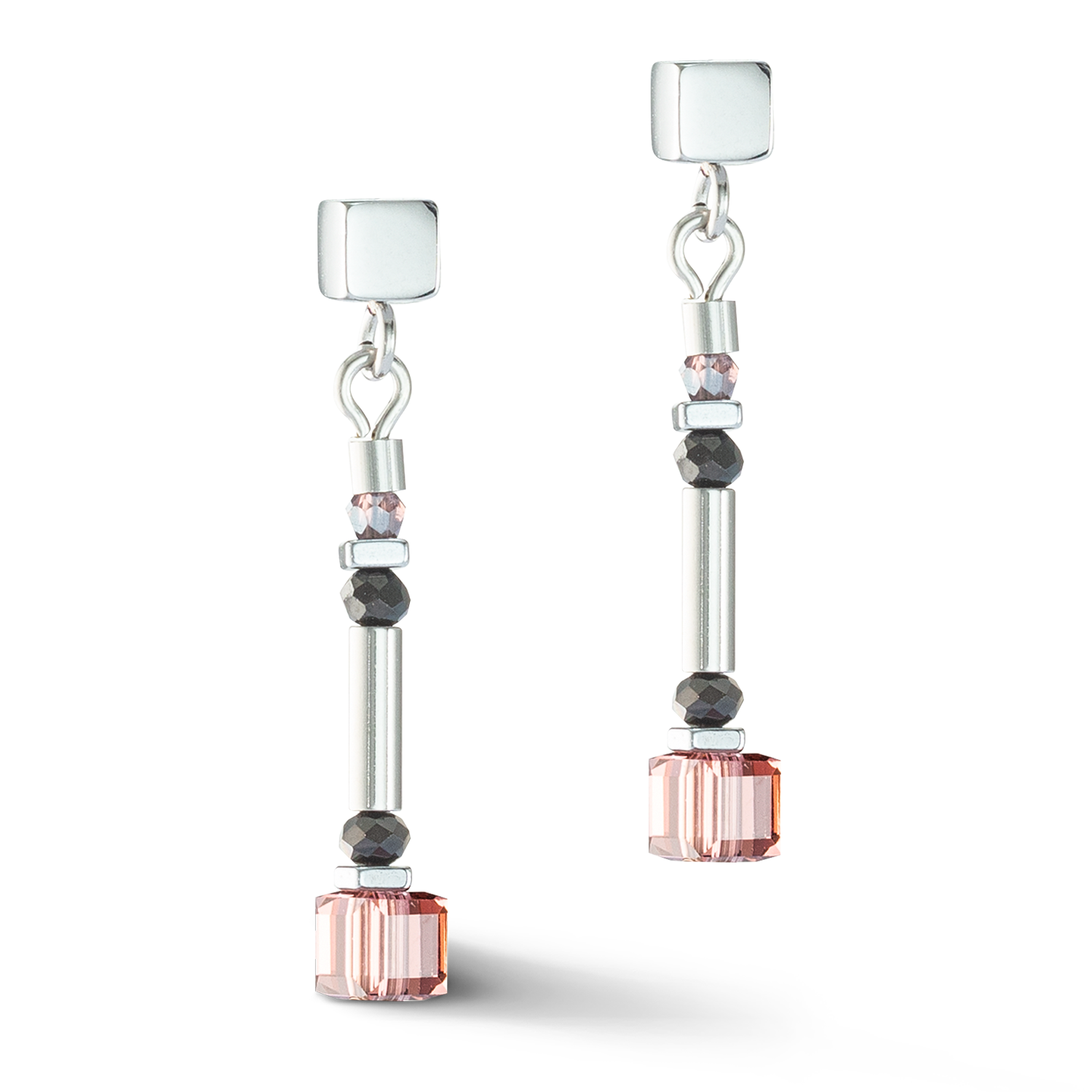 Cube Story Minimalistic Sparkling Ohrringe Multicolour Art Nouveau von COEUR DE LION – Detailaufnahme