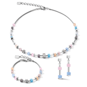 Cube Story Delicate Ohrringe blau-rosa von COEUR DE LION – im Set mit passenden Schmuckstücken
