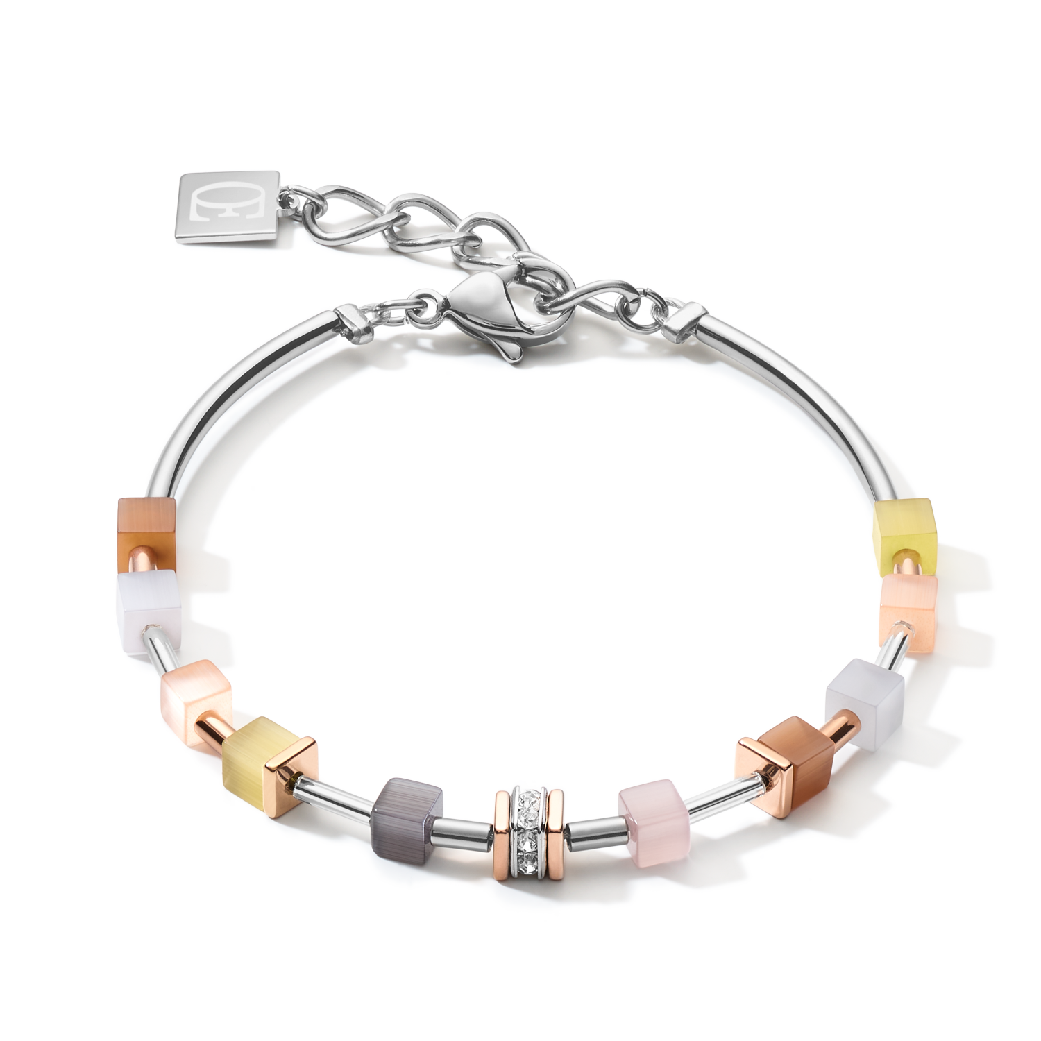 Armband GeoCUBE® fein pastell beige-oliv