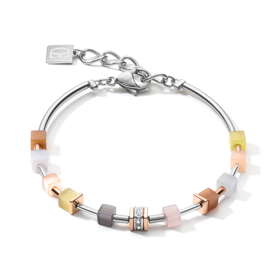 Armband GeoCUBE® fein pastell beige-oliv