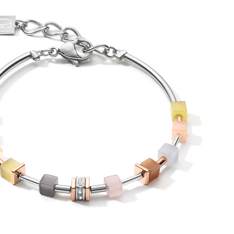 Armband GeoCUBE® fein pastell beige-oliv