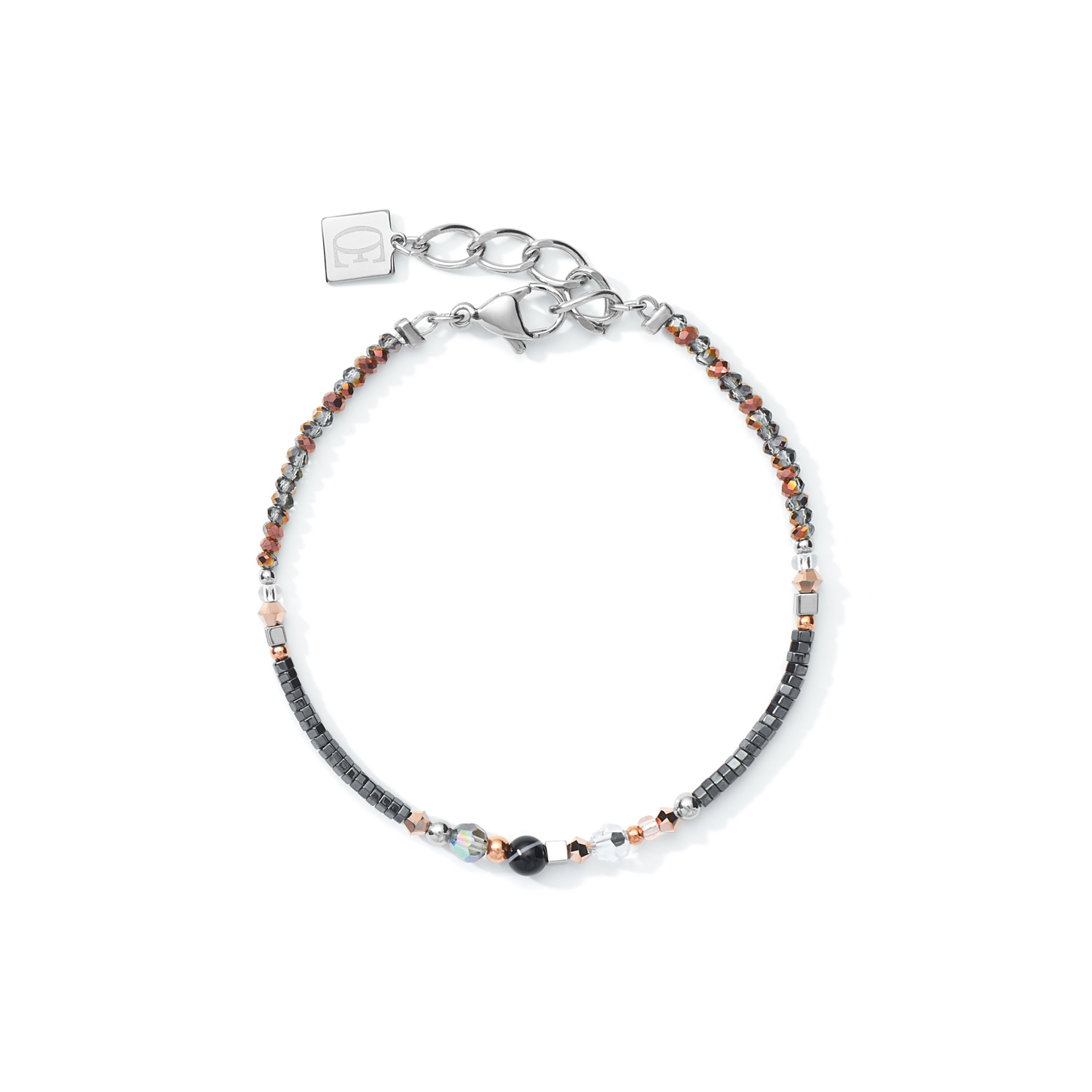 Armband Amulett small Kristalle & Streifenonyx grau-kristall