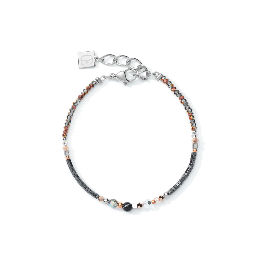 Armband Amulett small Kristalle & Streifenonyx grau-kristall