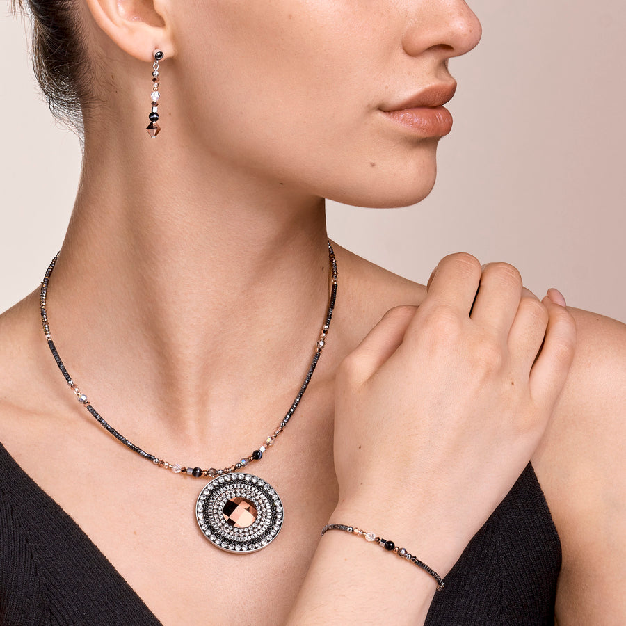 Armband Amulett small Kristalle & Streifenonyx grau-kristall