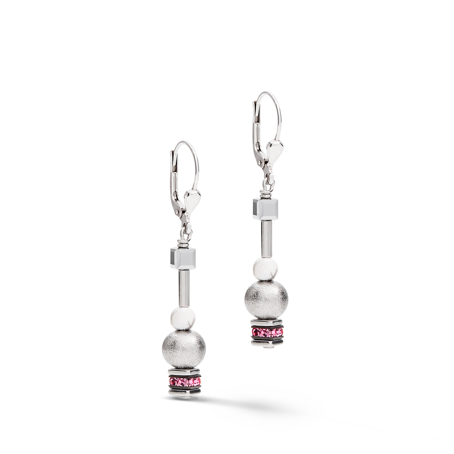 Ohrringe Pearls & Cubes Edelsteine silber-rosa