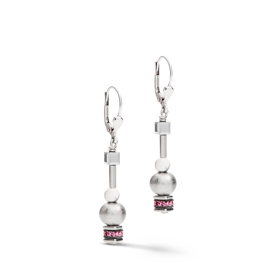 Ohrringe Pearls & Cubes Edelsteine silber-rosa