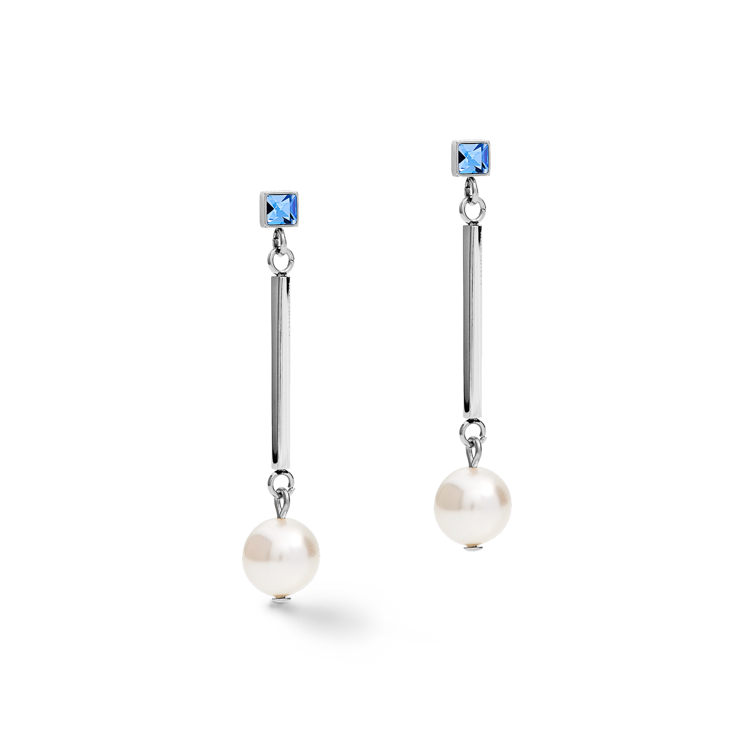 Ohrringe Crystal Pearls Crystals & Edelstahl silber-hellblau