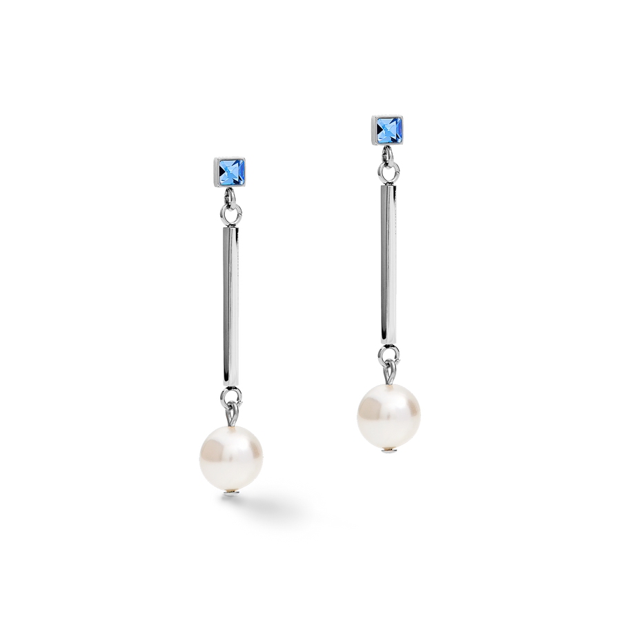 Ohrringe Crystal Pearls Crystals & Edelstahl silber-hellblau
