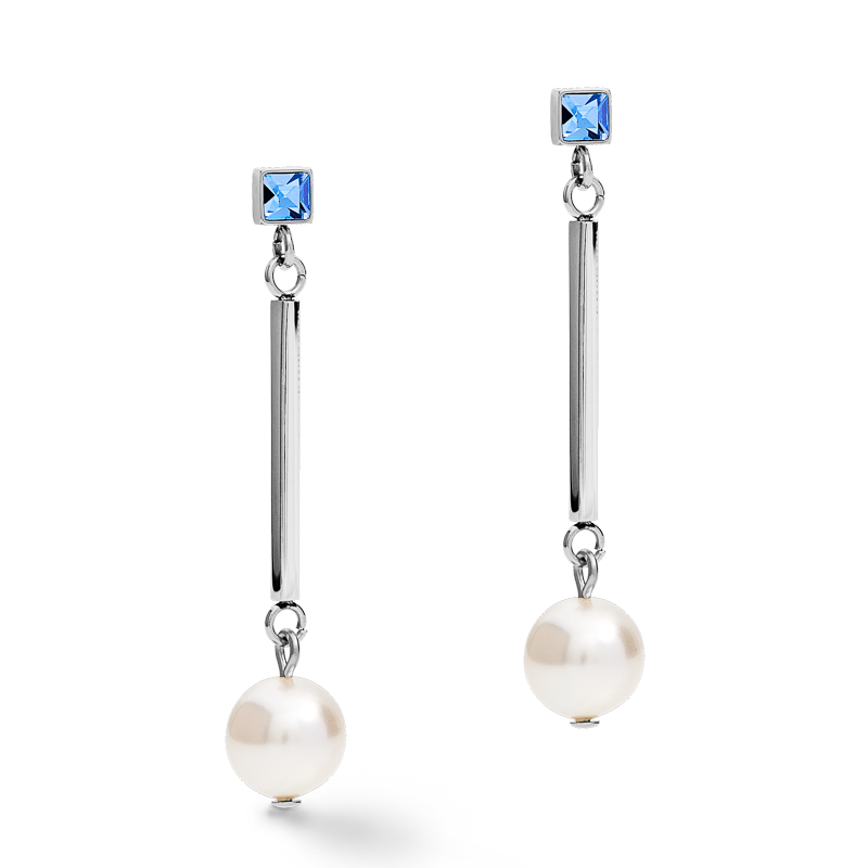 Ohrringe Crystal Pearls Crystals & Edelstahl silber-hellblau