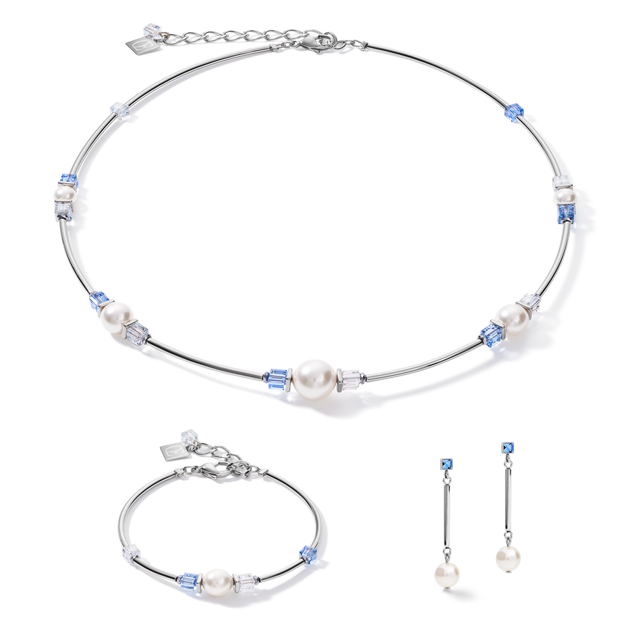 Ohrringe Crystal Pearls Crystals & Edelstahl silber-hellblau
