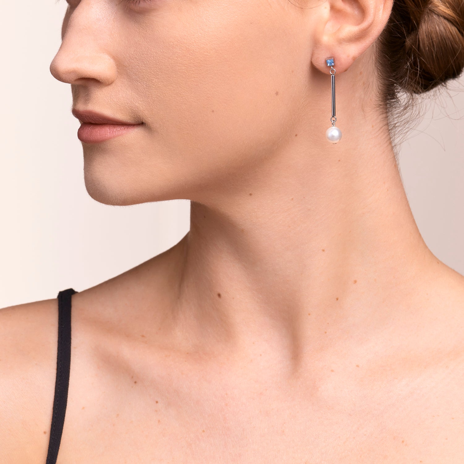 Ohrringe Crystal Pearls Crystals & Edelstahl silber-hellblau