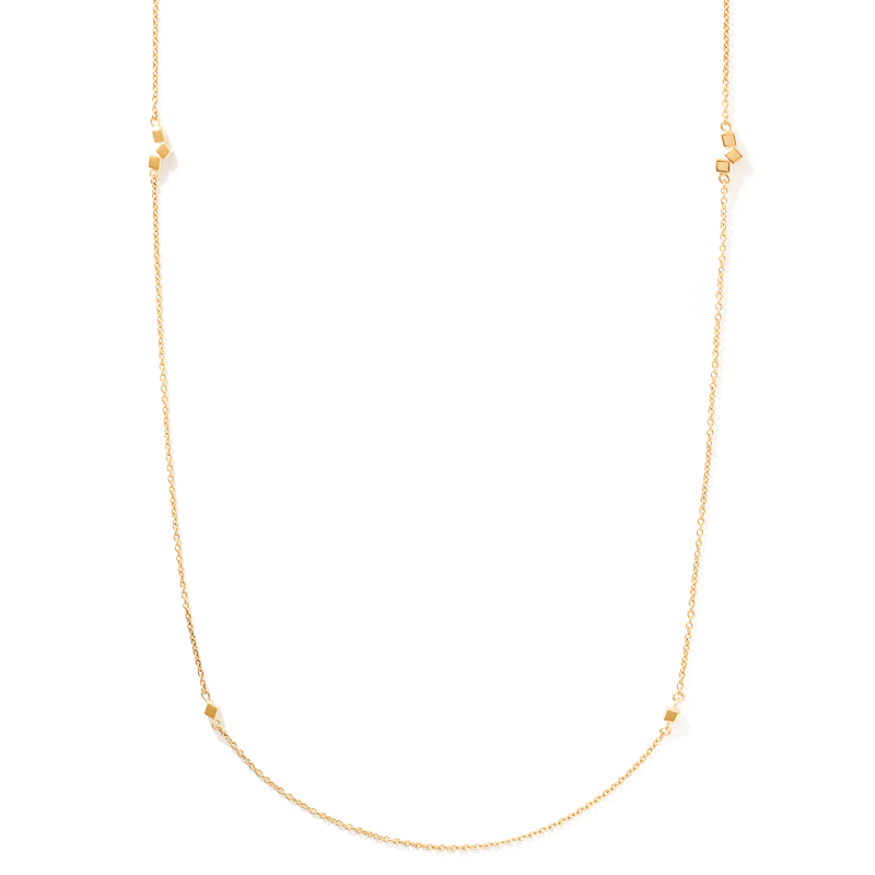 Halskette Dancing GeoCUBE® small chain long Edelstahl gold von COEUR DE LION – Detailaufnahme
