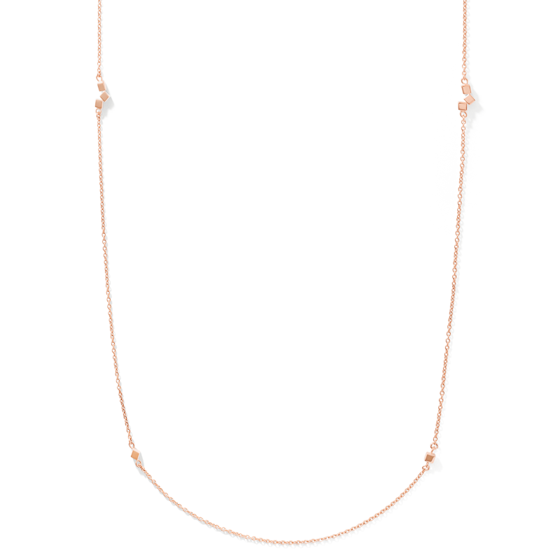 Halskette Dancing GeoCUBE® small chain long Edelstahl roségold von COEUR DE LION – Detailaufnahme