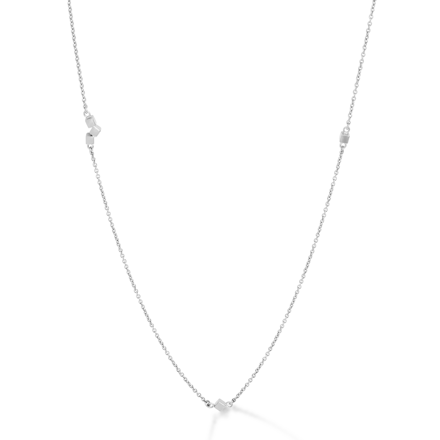 Halskette Dancing GeoCUBE® small chain long Edelstahl silber