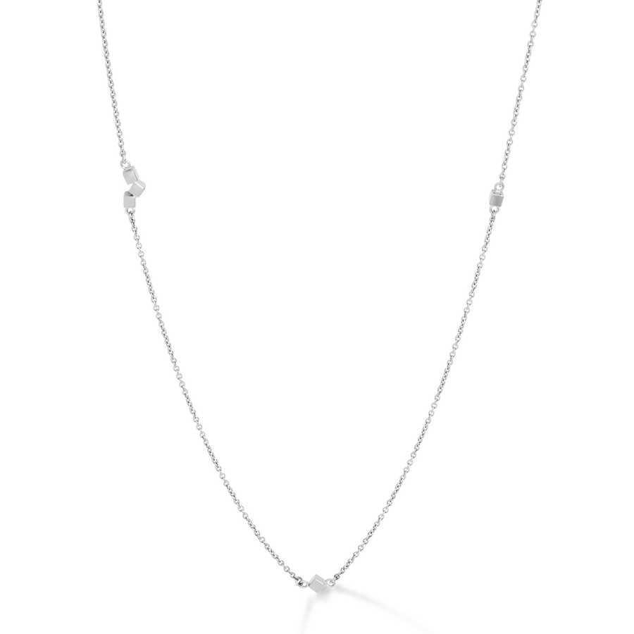 Halskette Dancing GeoCUBE® small chain long Edelstahl silber