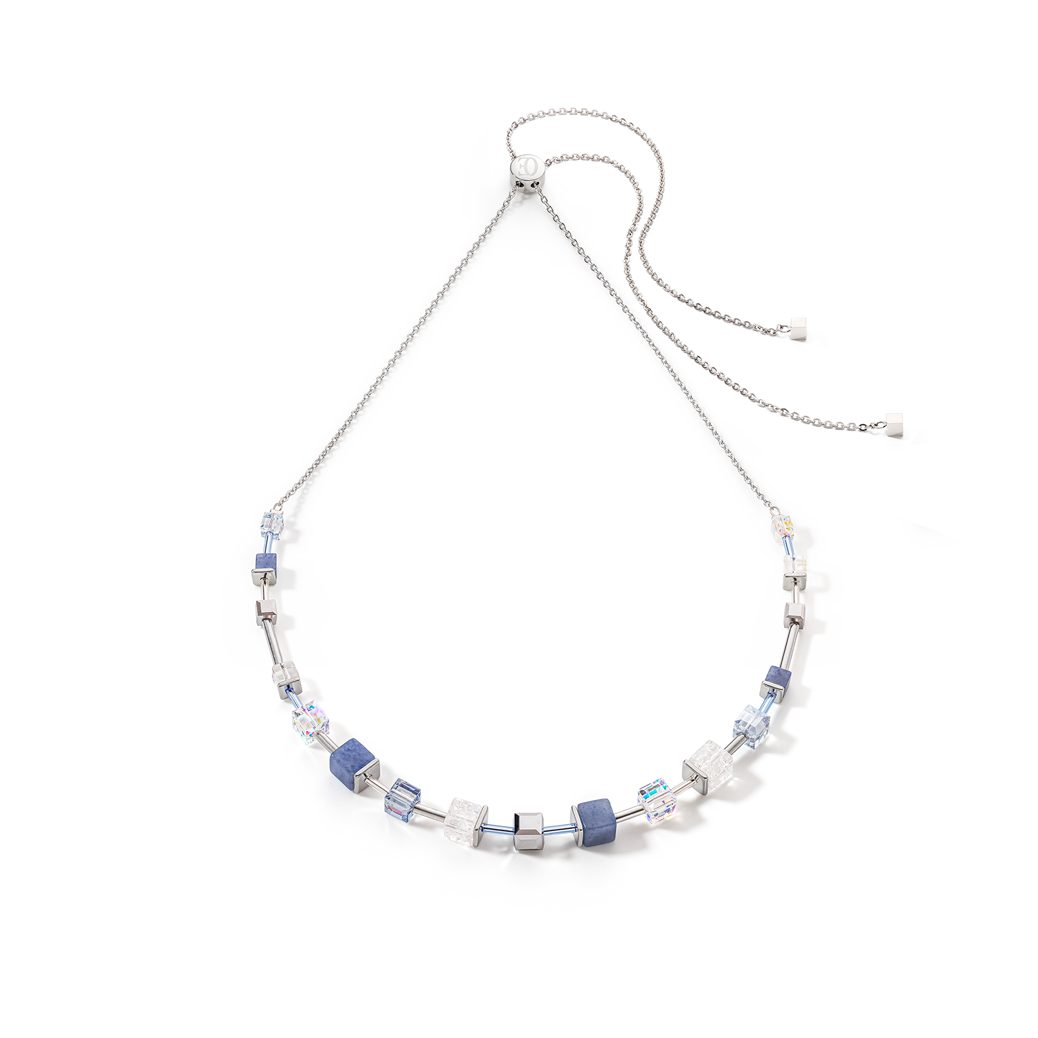 GeoCUBE® Precious & Slider Closure Halskette silber-blau