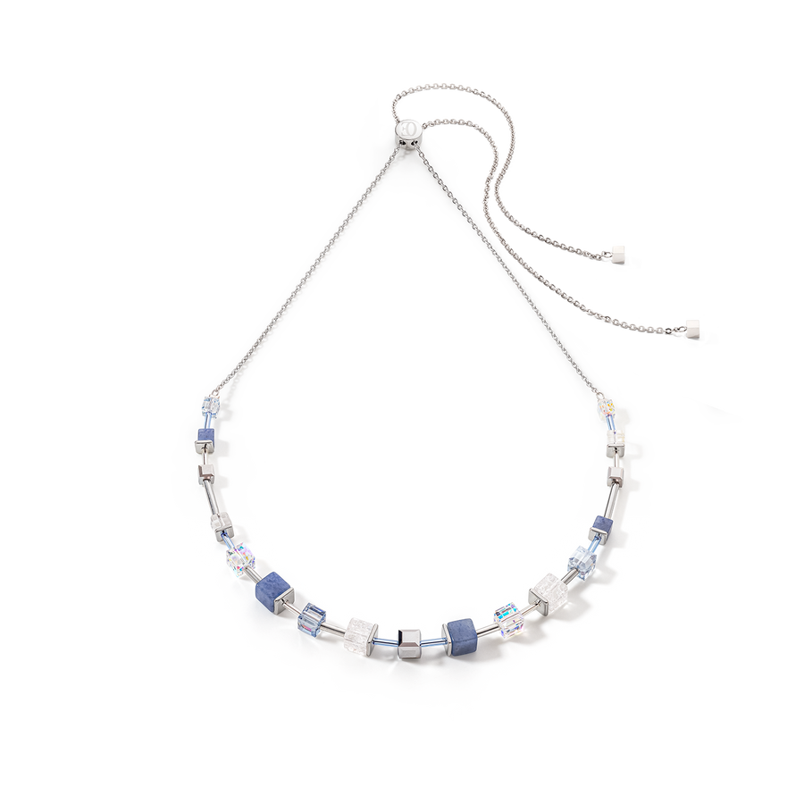GeoCUBE® Precious & Slider Closure Halskette silber-blau
