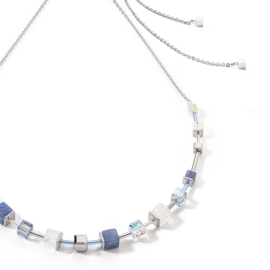 GeoCUBE® Precious & Slider Closure Halskette silber-blau