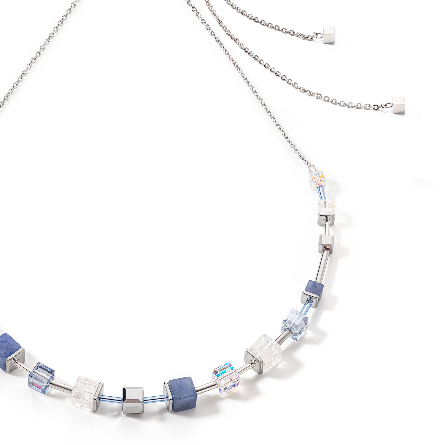 GeoCUBE® Precious & Slider Closure Halskette silber-blau